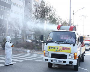 칠곡군농업기술센터, 광역방제기 동원 코로나19 방역·소독 실시